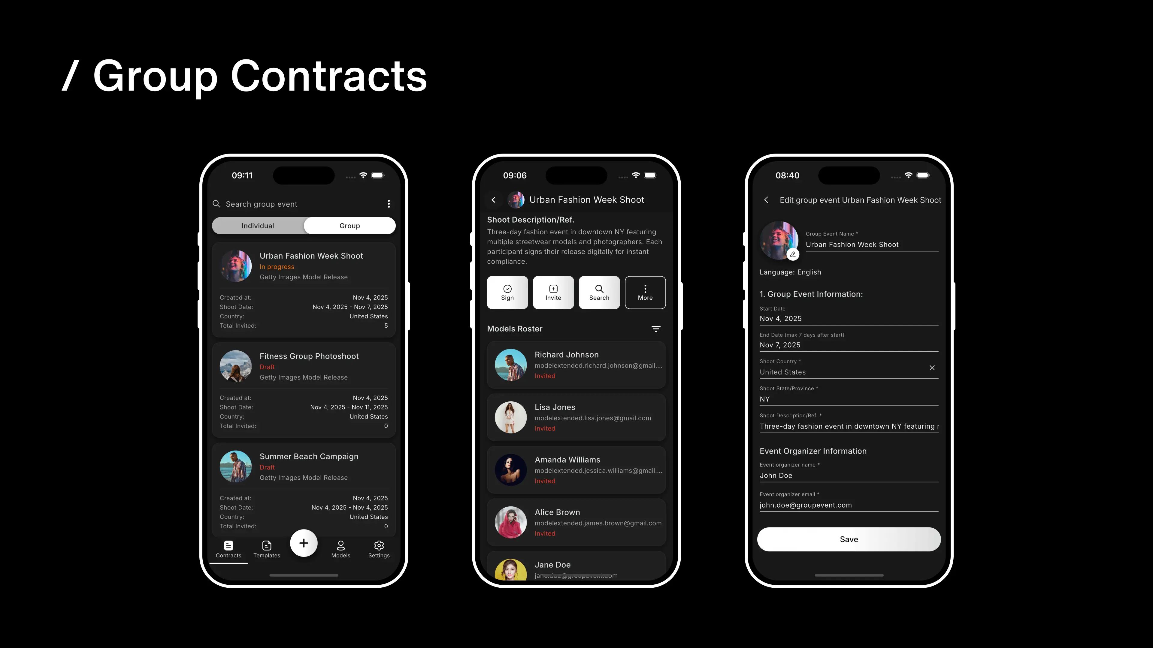 SnapSign Group Contracts: Simplify Model & Crew Agreements - group_contracts_mobile_flow.webp