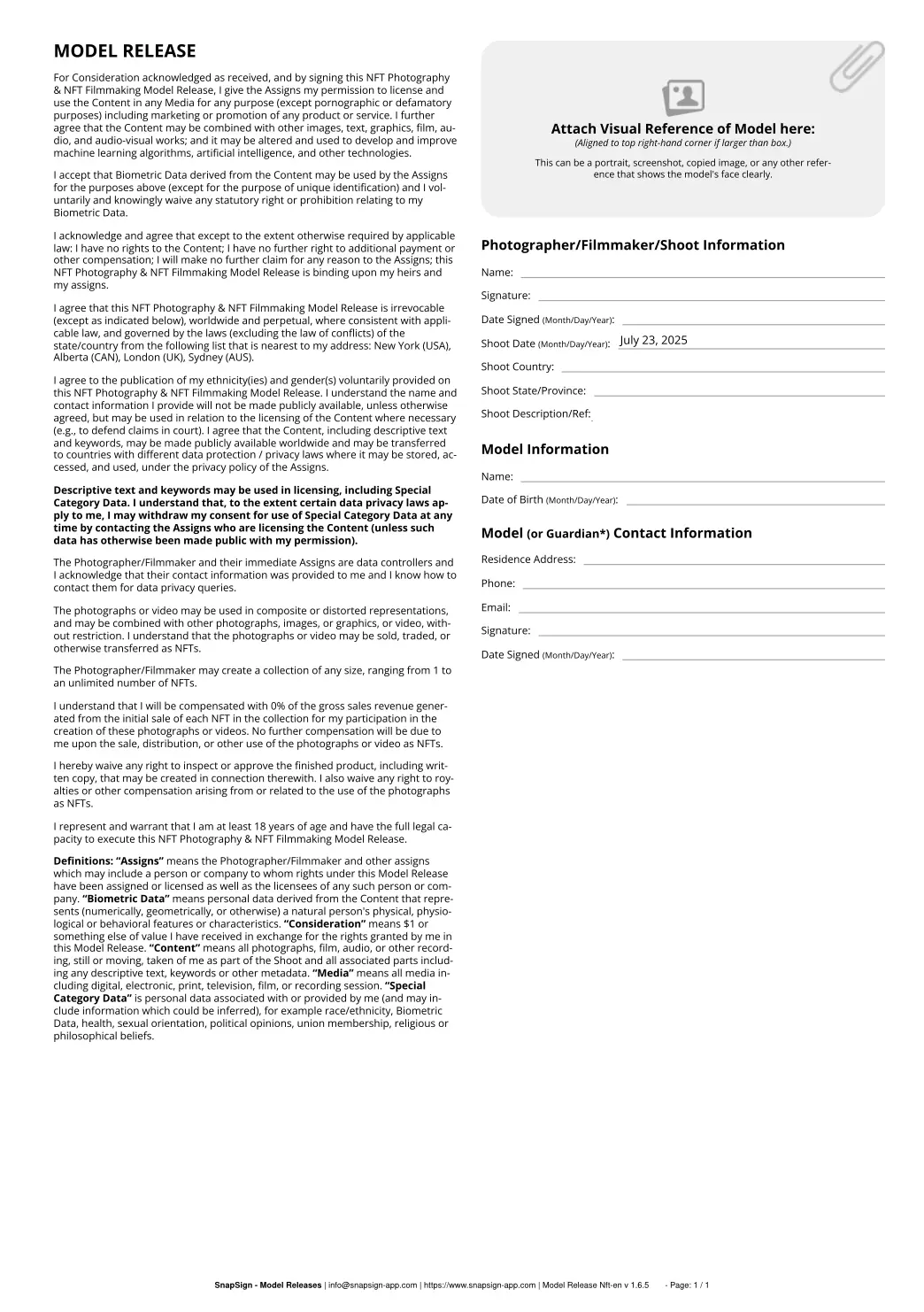 The Future of Legal Documents for Creative Project - snapsign_nft_model_release.webp